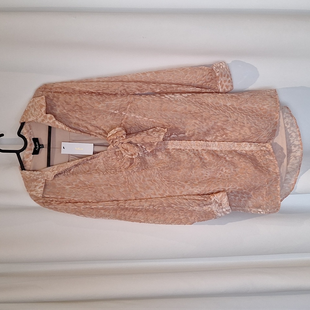 Aakaa blush pink velvet burnout (NWT) button down Shirt dress